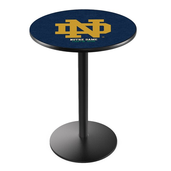 42" Blk Wrinkle Notre Dame (ND) Pub Table, 36" dia. Top